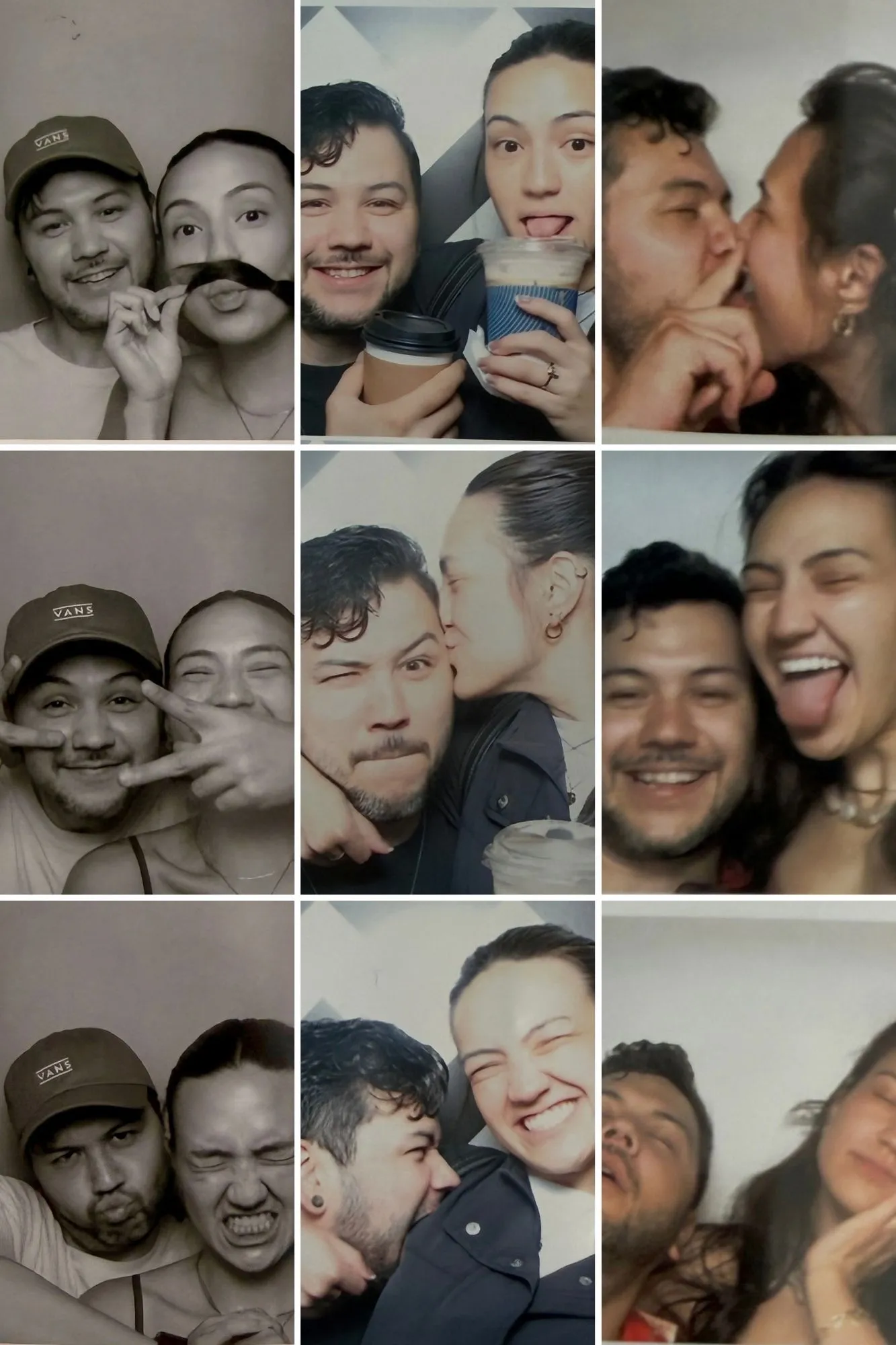 Photo-booth strips of Nicole and Brian