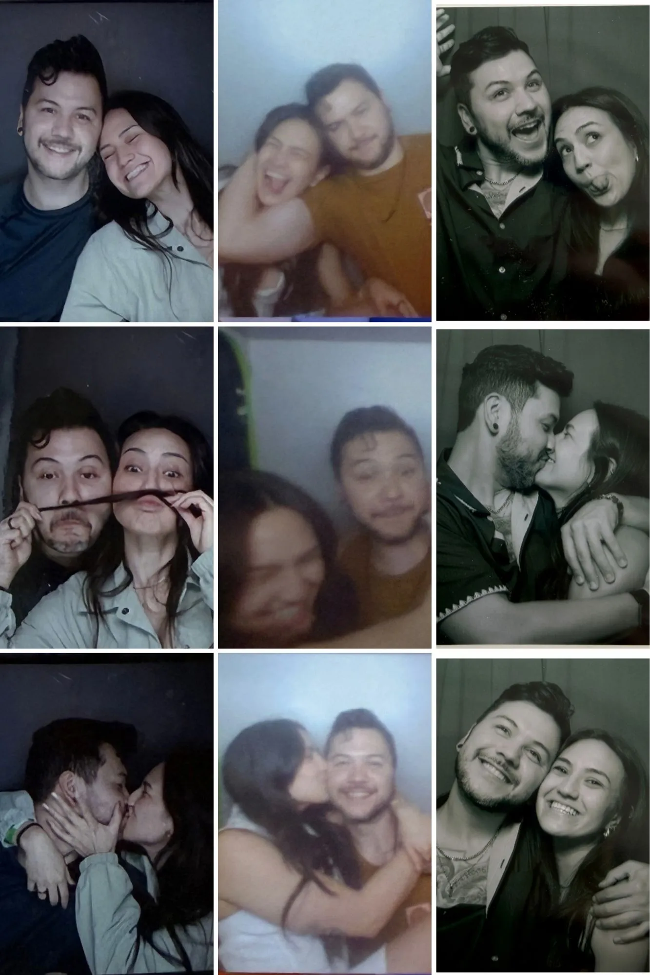 Photo-booth strips of Nicole and Brian