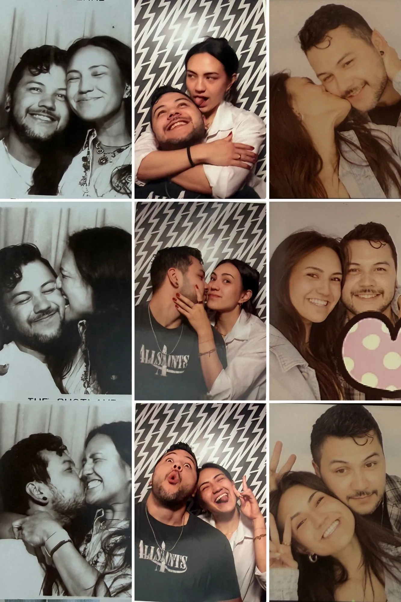 Photo-booth strips of Nicole and Brian